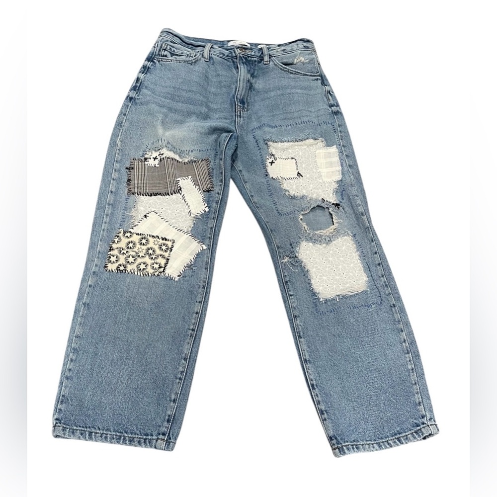 KanCan Signature Patchwork Straight High Waisted Women’s Jeans Size 28